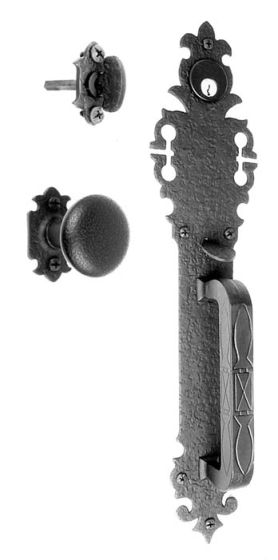 Large Handle with Warwick Backplate and Knob Mortise Lock Set