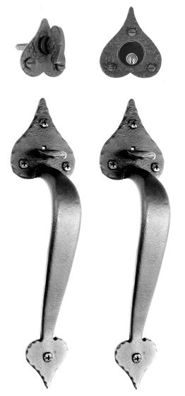 Double Heart Handle Mortise Lock Set, Black