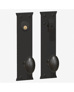 Greenwich Double Oval Knob & Double Escutcheon Lock Set, Black