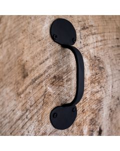 Hand Forged Large Bean Door Pull, Black