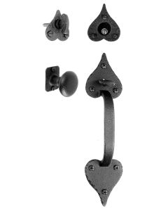 Large Cast Double Heart Handle & Knob Mortise Lock Entrance Set  