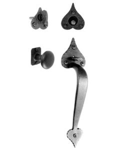 Heart Handle & Knob Mortise Lock Set, Black