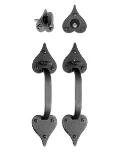 Large Cast Double Heart Double Handle Mortise Lock Set