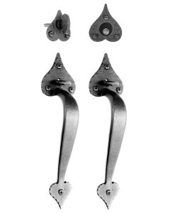 Double Heart Handle Mortise Lock Set, Black