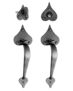 Large Heart Double Handle Mortise Lock Set, Black