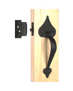 Large Heart Double Handle Drop Latch Set For Predilled Door, Black