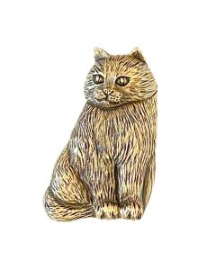 Antique Brass Cat Cabinet Knob