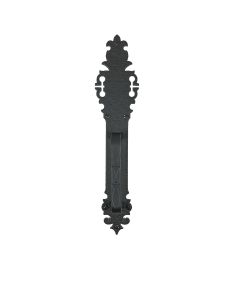 Ironmongery World Black Antique Cast Iron Fancy Ornate Door Gate Pull Handles On Plate – IMW83959