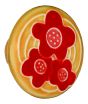 Large Round Gold with 3 Red Flowers Ceramic Cabinet Pull