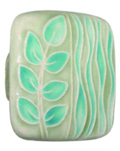 Large Square Light Green with Teal Sea Grass Ceramic Cabinet Pull