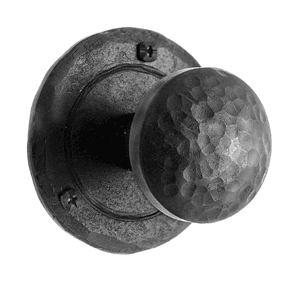 Iron Art Double Hammered Knob with Round Rose Privacy Set
