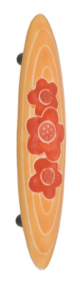 Small Pull Gold with 3 Red Flowers Ceramic Cabinet Pull