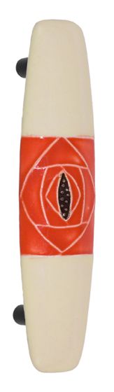 Large Pull Off-White with Square Orange Ros Ceramic Cabinet Pull