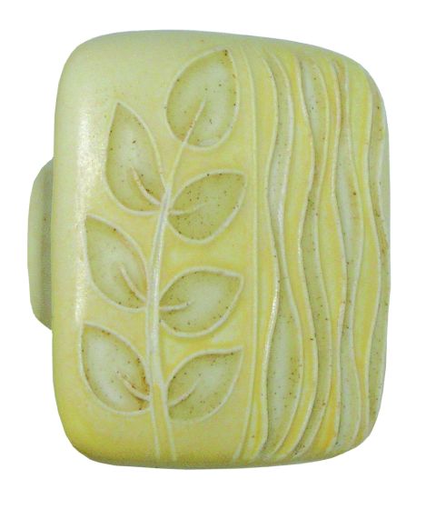 Large Square Yellow with Gold Sea Grass Ceramic Cabinet Pull