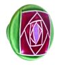 Large Round Green with Square Mauve Rose Ceramic Cabinet Pull