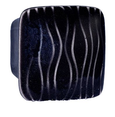 Small Square Black with White Sea Grass Ceramic Cabinet Pull