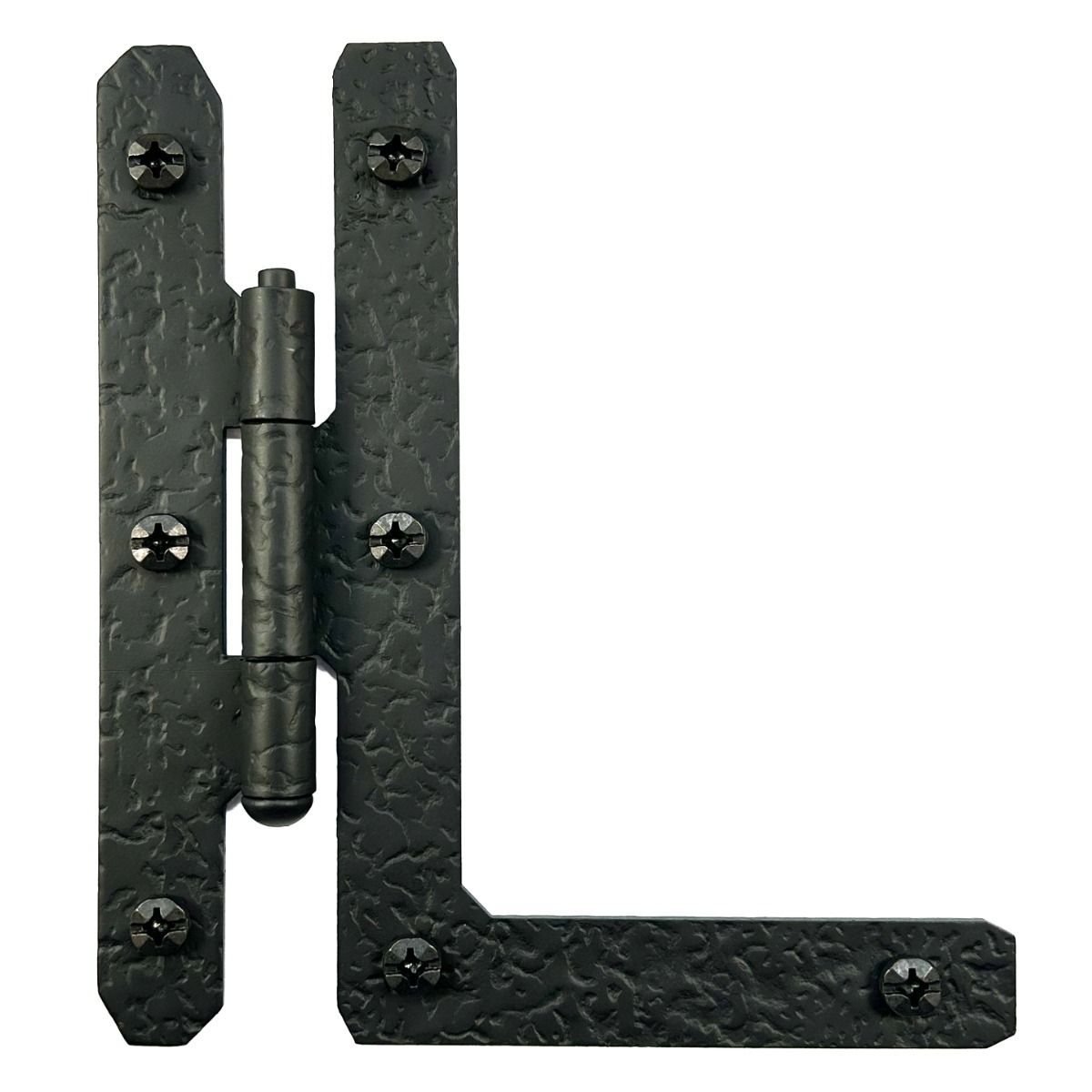 4-Inch Wrought Iron H Hinge – Pair – Black Powder Coated – For Cabinets Or Doors