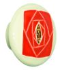 Large Round Off-White with Square Orange Rose Ceramic Cabinet Pull