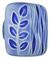 Large Square Light Blue with Blue Sea Grass Ceramic Cabinet Pull
