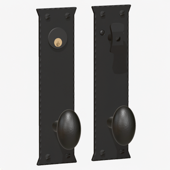 Greenwich Double Oval Knob & Double Escutcheon Lock Set, Black