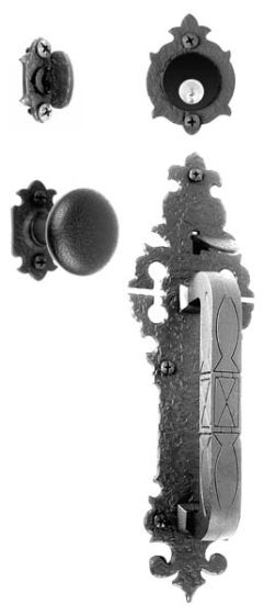 Small Handle with Warwick Backplate and Knob Mortise Lock Set