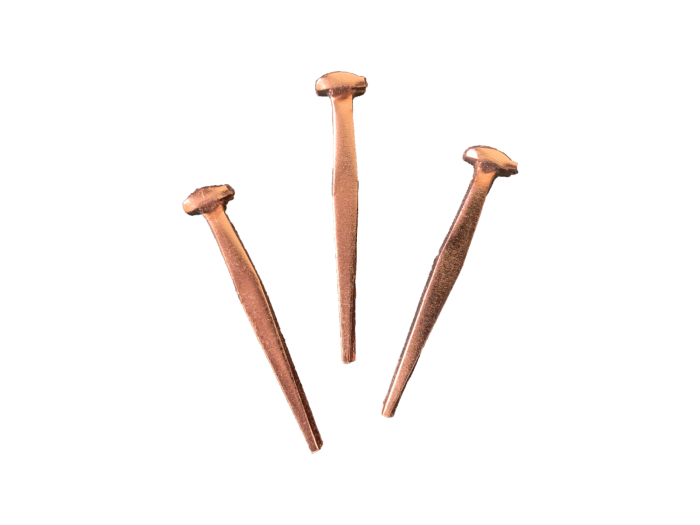 2" Square Cut Boat Nail, Copper Plated, 3-Pack
