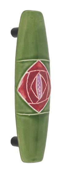 Small Pull Green with Square Mauve Rose Ceramic Cabinet Pull