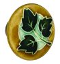 Large Round Tan with 3 Green Leaves Ceramic Cabinet Pull