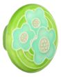 Large Round Light Green with 3 Blue Flowers Ceramic Cabinet Pull