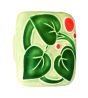 Large Square 3 Leaves 3 Red Berries Ceramic Cabinet Pull