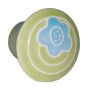 Small Round Light Green with Blue Flower Ceramic Cabinet Pull