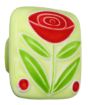 Large Square Yellow with Flower & 2 Berries Ceramic Cabinet Pull