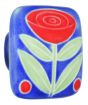 Large Square Dark Blue with Flower & 2 Berries Ceramic Cabinet Pull