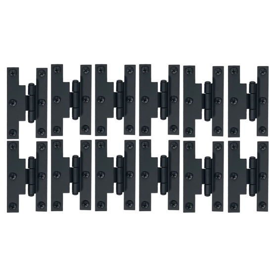 3" Smooth Offset Cabinet H Hinge, Black. 6 Pair.