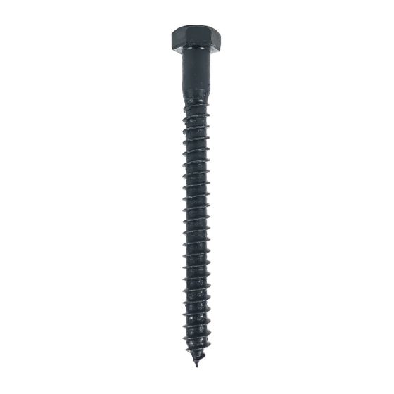 Black Stainless 4" x 3/8 Hex Head Lag Screw, Box 25