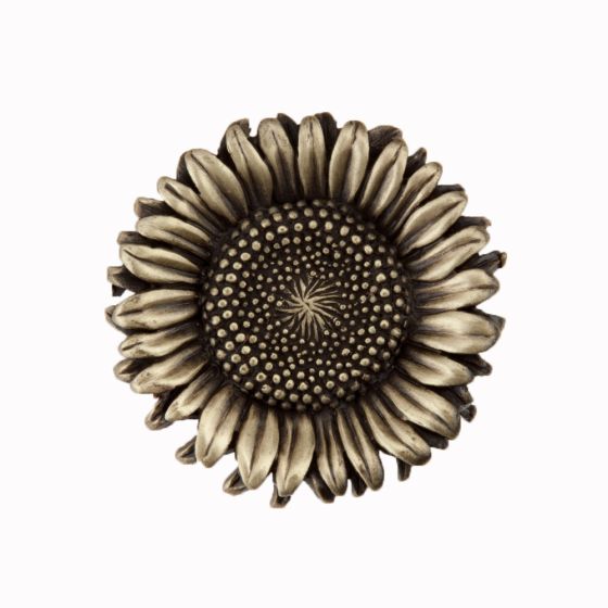 Antique Brass Sunflower Cabinet Knob