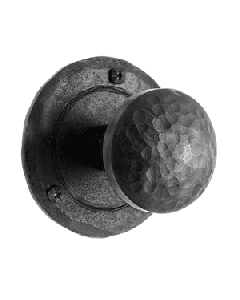 Iron Art Double Hammered Knob with Round Rose Privacy Set
