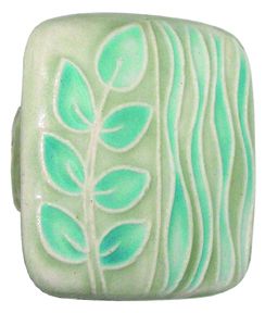 Large Square Light Green with Teal Sea Grass Ceramic Cabinet Pull