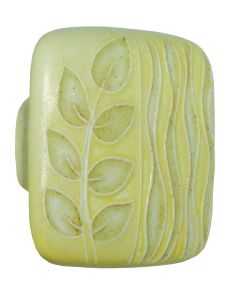 Large Square Yellow with Gold Sea Grass Ceramic Cabinet Pull