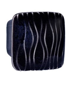 Small Square Black with White Sea Grass Ceramic Cabinet Pull